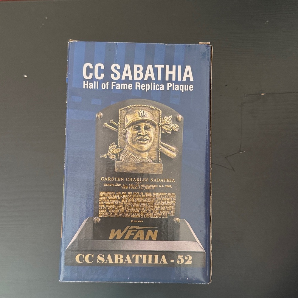NEW CC Sabathia Hall of Fame Replica Plaque